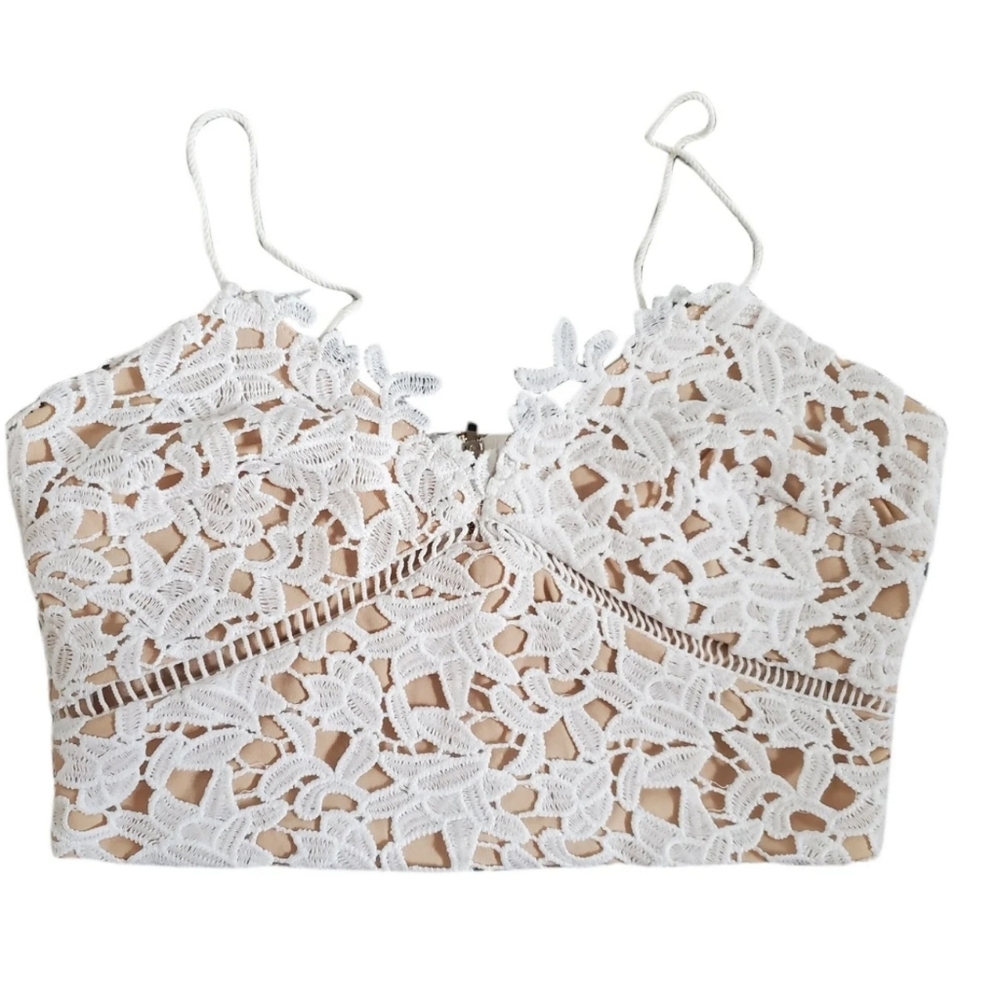 White lace crop cami